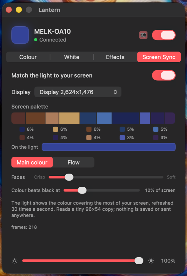 Screen Sync with the screen's palette